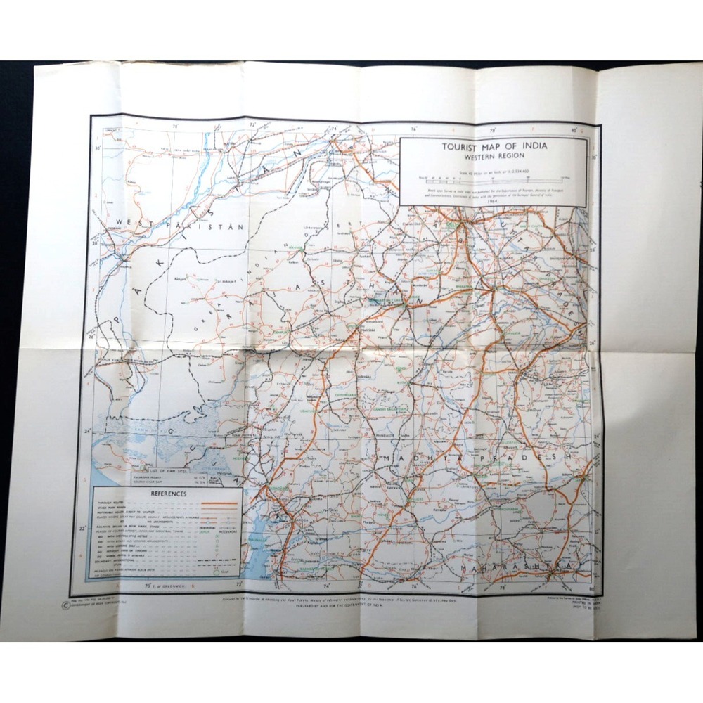 India Tour Road Map Of Western Region 1964